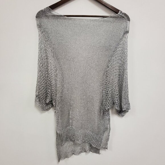 Modelia Womens Silver Mesh Fairy Grunge Top One Size Festival Renaissance Goth - Picture 1 of 12